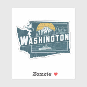 Retro Washington State Car Sticker