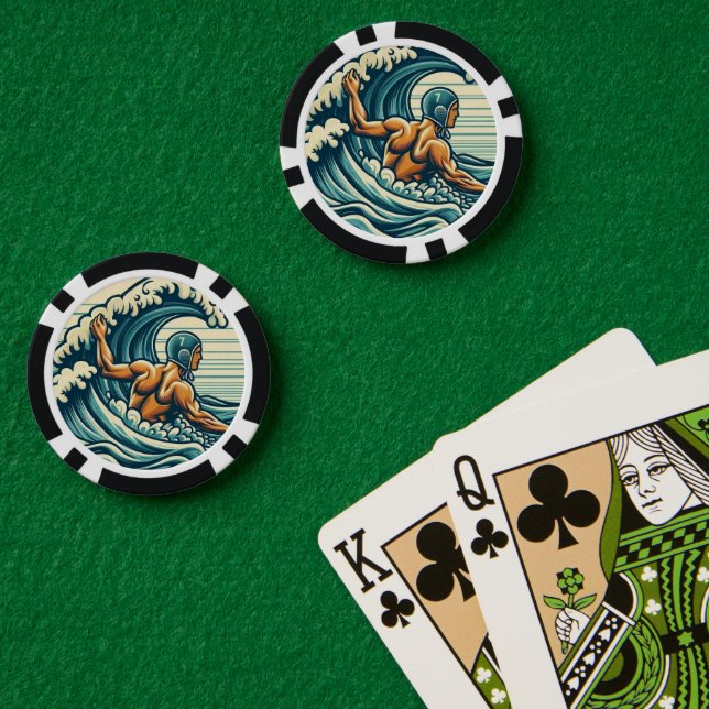 Retro Water-polo Player Poker Chips (Poker Table (Double))