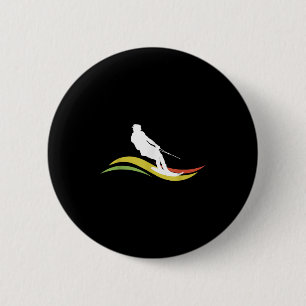 Retro Water Ski Skiing Waterski Waterskiing Waves 6 Cm Round Badge