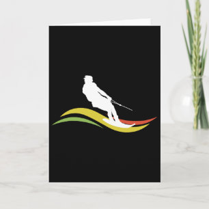 Retro Water Ski Skiing Waterski Waterskiing Waves Card