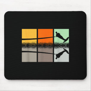 Retro Water Skiing Silhouette Wave Lover Ski Rope Mouse Mat