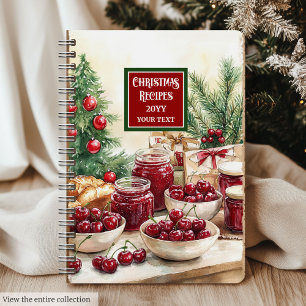 Retro Watercolor Christmas Cookbook With Name Notebook
