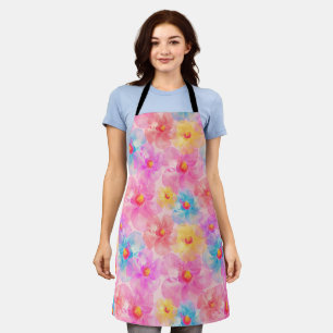 Retro Watercolor Floral Pattern Apron