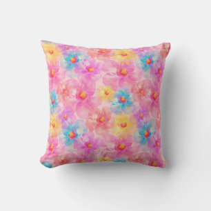 Retro Watercolor Floral Pattern Cushion
