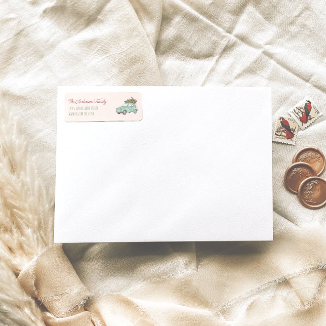 Retro Watercolor Green Merry  Christmas Car Tree  (Creator Uploaded)