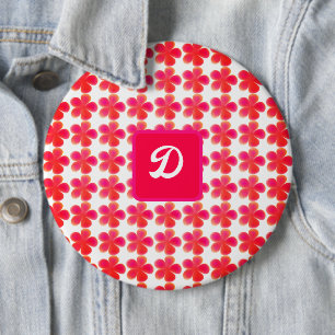 retro watercolor vintage boho floral monogram 6 cm round badge