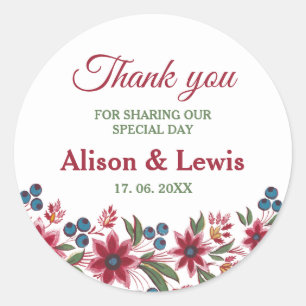 Retro Watercolour Florals Classic Round Sticker
