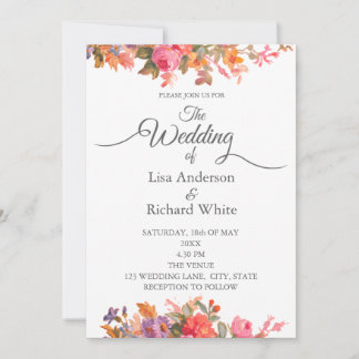 Retro Watercolour Florals Invitation
