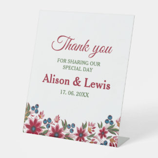 Retro Watercolour Florals Pedestal Sign
