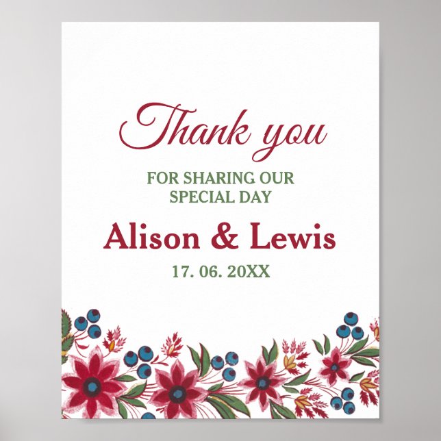 Retro Watercolour Florals Poster (Front)