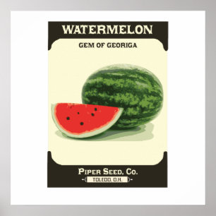Retro Watermelon Seed Packet Melon Poster Print