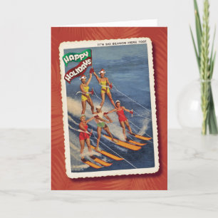Retro Waterskiers Christmas Card