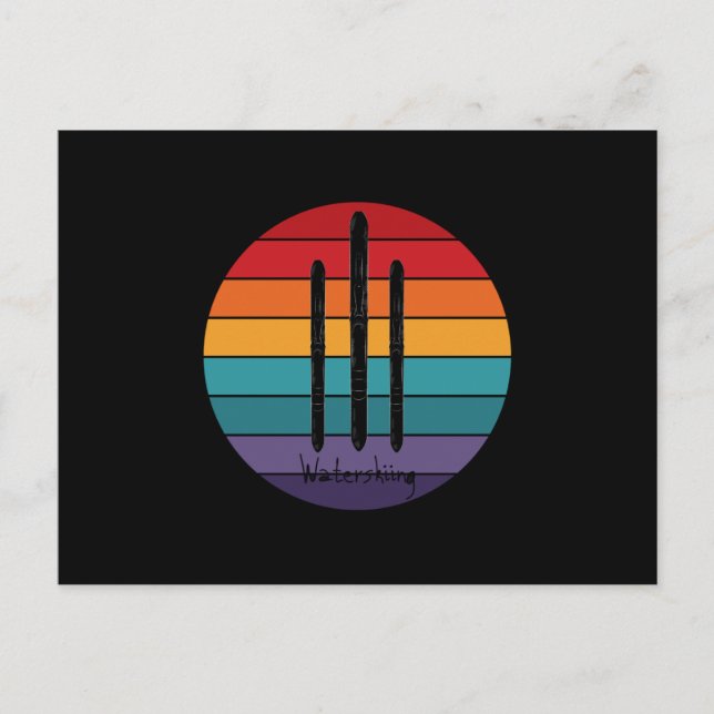 Retro Waterskiing - Water Ski Postcard (Front)