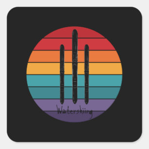 Retro Waterskiing - Water Ski Square Sticker