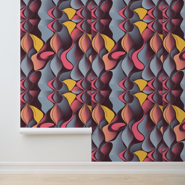 Retro Wave Abstract: Mid-Century Modern Curves Wallpaper (Application)