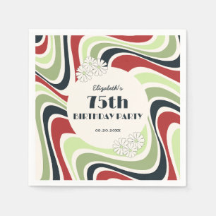 Retro Wave Artistic lower Green Red Black Birthday Napkin