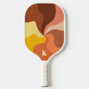 Retro Wave Colorful Pastel Modern Monogram  Pickleball Paddle