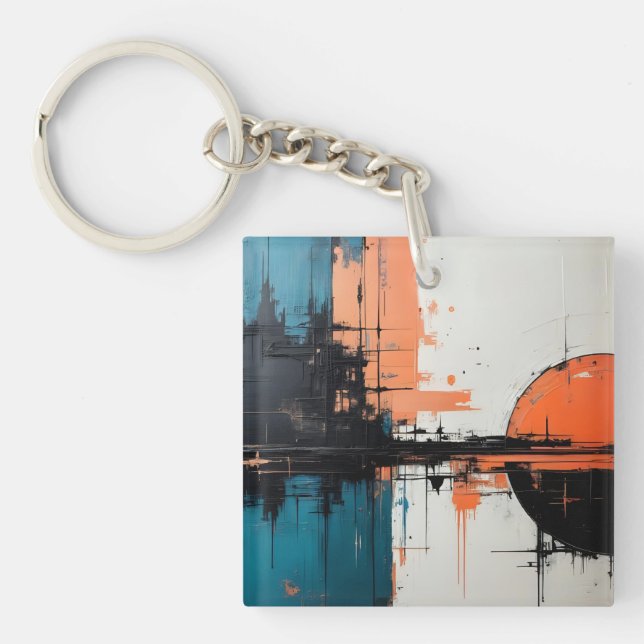 Retro Wave Design 02 Acrylic Keychain  (Front)