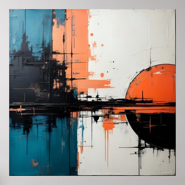 Retro Wave Design 02 Square Poster  (Front)