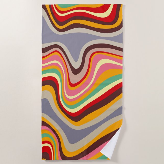 retro wave disco beach towel (Front)