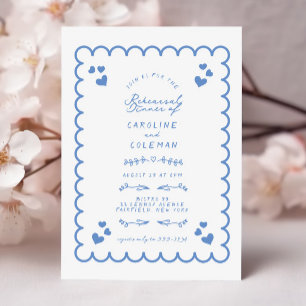 Retro Wave Doodle Handwritten Rehearsal Dinner Invitation