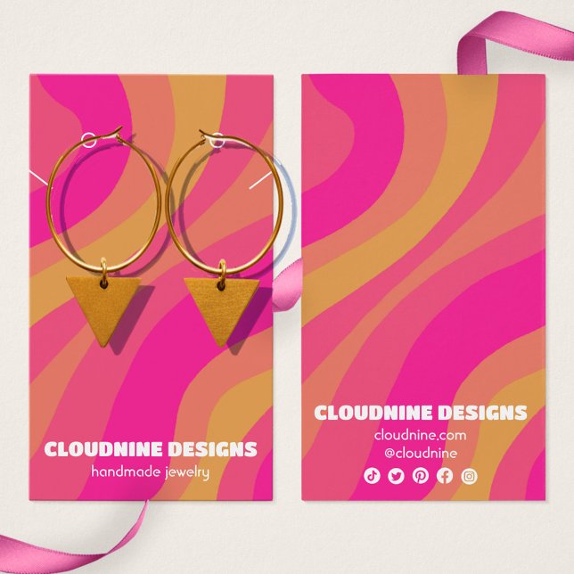 Retro Wave Earring Necklace Jewellery Display Card (Pink Yellow Retro Wave Earring Necklace Jewelry Display Card
)