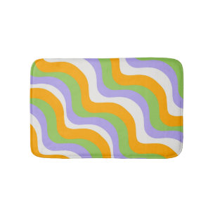 Retro Wave Groovy Curl Layer Abstract Y2k Pattern Bath Mat