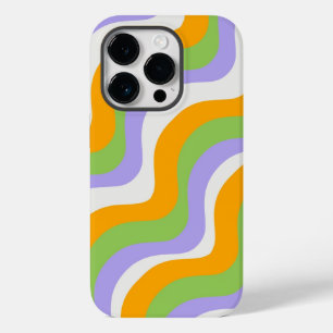 Retro Wave Groovy Curl Layer Abstract Y2k Pattern Case-Mate iPhone 14 Pro Case
