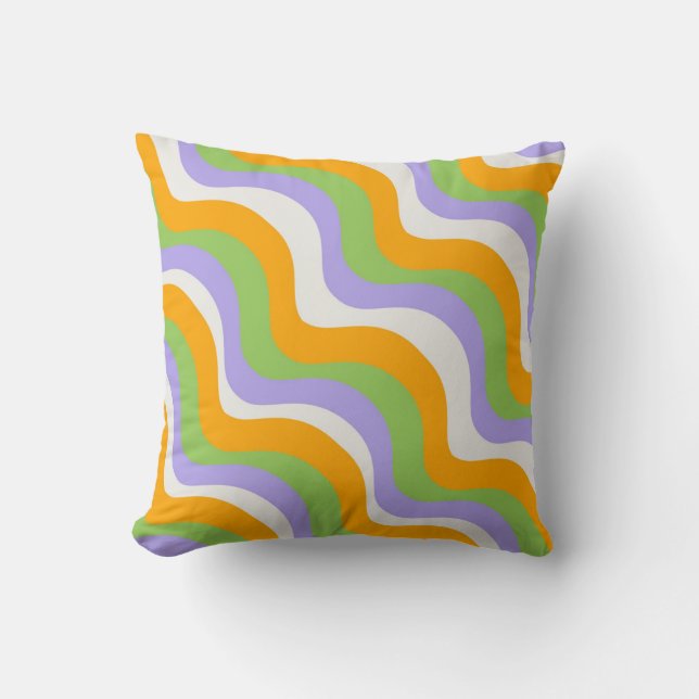 Retro Wave Groovy Curl Layer Abstract Y2k Pattern Cushion (Front)