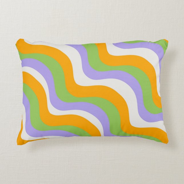 Retro Wave Groovy Curl Layer Abstract Y2k Pattern Decorative Cushion (Front)