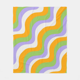 Retro Wave Groovy Curl Layer Abstract Y2k Pattern Fleece Blanket