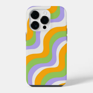 Retro Wave Groovy Curl Layer Abstract Y2k Pattern iPhone 14 Pro Case