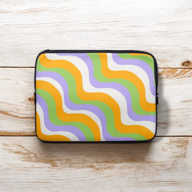 Retro Wave Groovy Curl Layer Abstract Y2k Pattern Laptop Sleeve (Creator Uploaded)