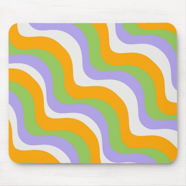 Retro Wave Groovy Curl Layer Abstract Y2k Pattern Mouse Mat (Front)