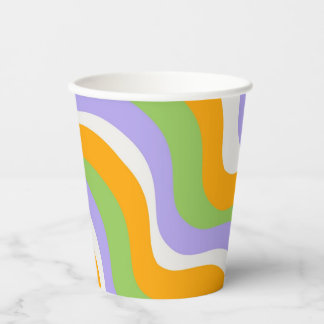 Retro Wave Groovy Curl Layer Abstract Y2k Pattern Paper Cups