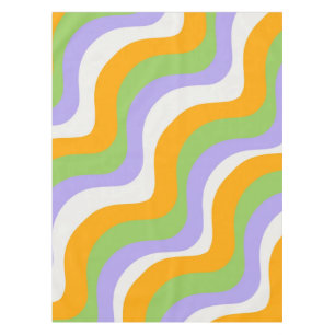 Retro Wave Groovy Curl Layer Abstract Y2k Pattern Tablecloth