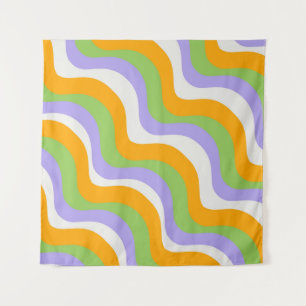 Retro Wave Groovy Curl Layer Abstract Y2k Pattern Tapestry