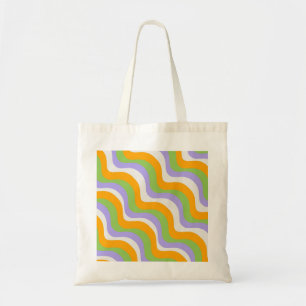 Retro Wave Groovy Curl Layer Abstract Y2k Pattern Tote Bag