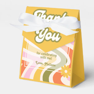 Retro Wave Groovy Flower Green 40th Birthday Favour Box