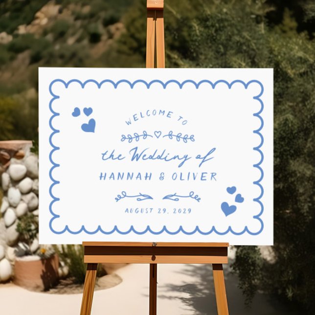 Retro Wave Illustrated Doodle Wedding Welcome Sign (Creator Uploaded)