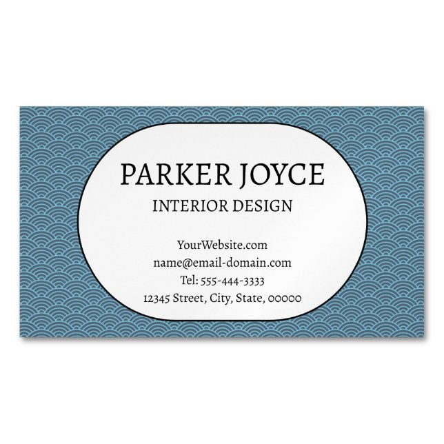 Retro Wave Pattern Interior Designer  Magnetic Business Card (Front)