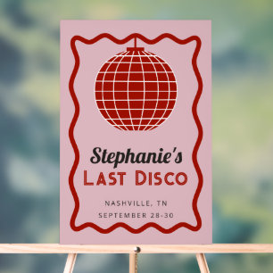 Retro Wave Pink and Red Last Disco Bachelorette  Acrylic Sign