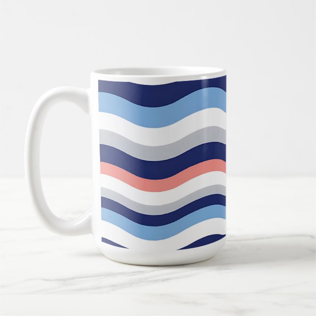 Retro Wave Stripes Pattern Coffee Mug (Left)