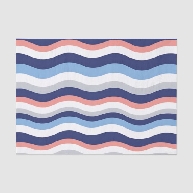 Retro Wave Stripes Pattern Tissue Paper (Front)