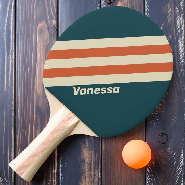Retro Wave Stripes with Name Ping Pong Paddle (Creator Uploaded)