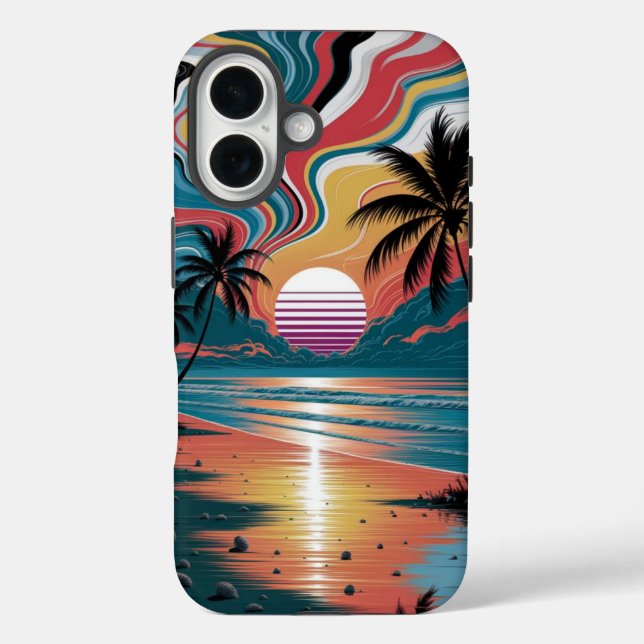 Retro Wave Sunset Case-Mate iPhone Case (Back)