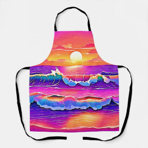 Retro Wave Sunset Serenity Apron