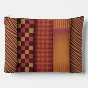 Retro Waves and Geometric Midcentury Pattern Accessory Pouch