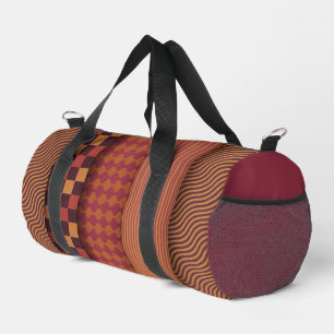 Retro Waves and Geometric Midcentury Pattern Duffle Bag