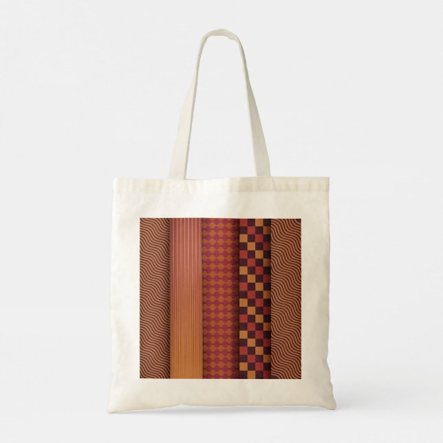 Retro Waves and Geometric Midcentury Pattern Tote Bag (Back)